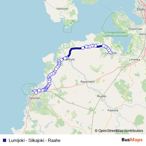 Lumijoki - Siikajoki - Raahe bus Line Map