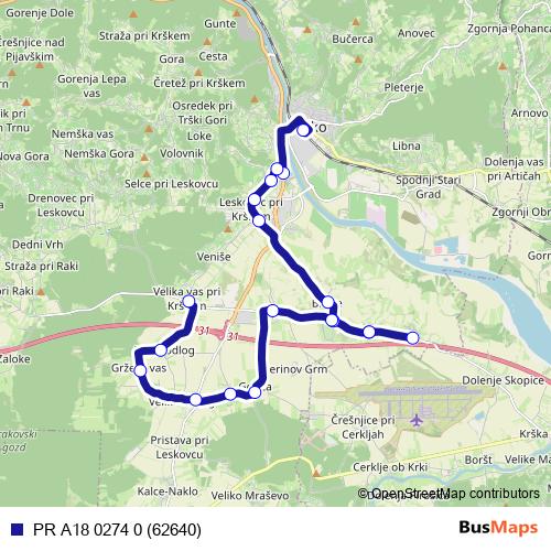 PR A18 0274 0 (62640) bus Line Map