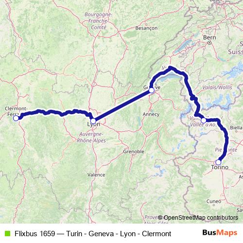 Flixbus 1659 bus Line Map