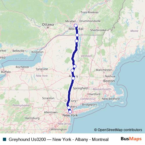 Greyhound Us0200 bus Line Map
