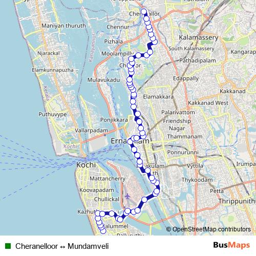 Cheranelloor ↔ Mundamveli bus Line Map