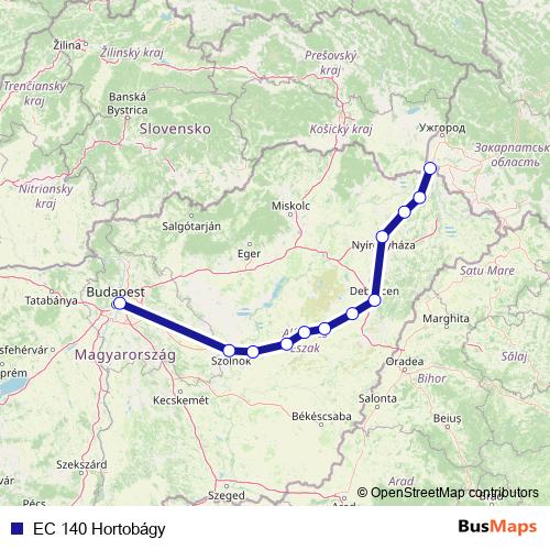 EC 140 Hortobágy rail Line Map