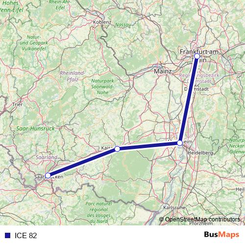 ICE 82 rail Line Map