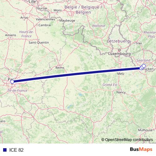 ICE 82 rail Line Map