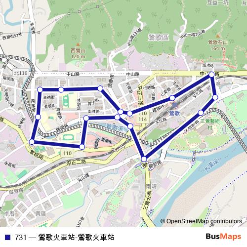 731 bus Line Map
