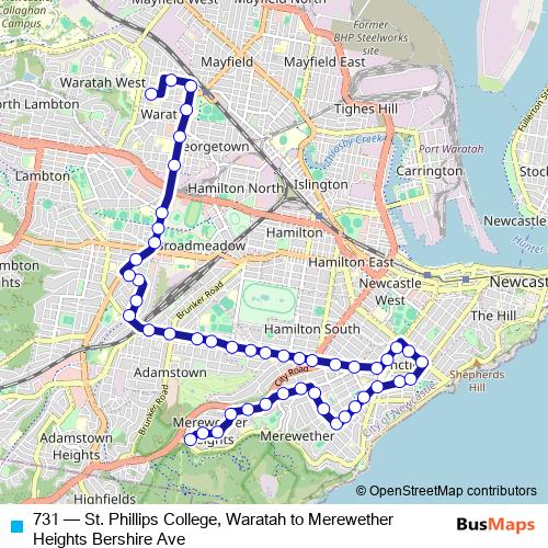731 bus Line Map