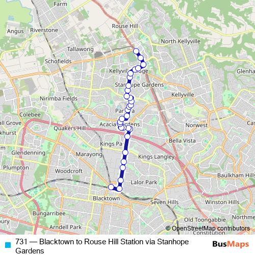 731 bus Line Map