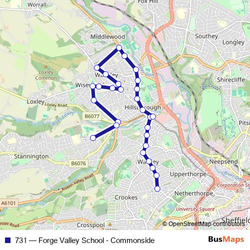 731 bus Line Map