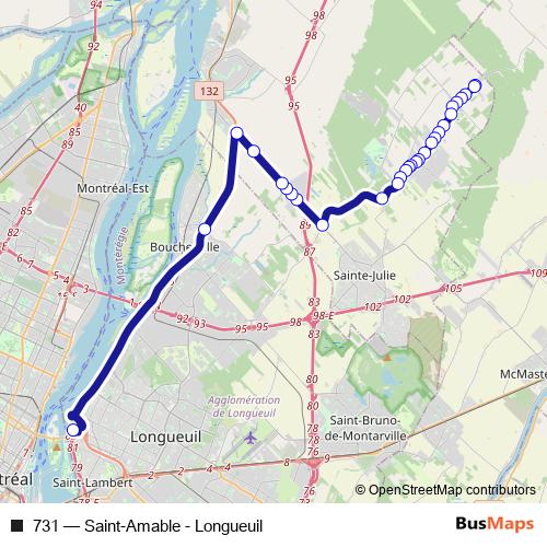 731 bus Line Map