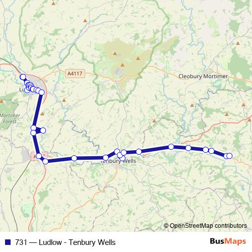 731 bus Line Map