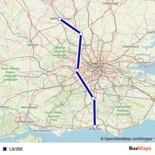 Uk998 bus Line Map