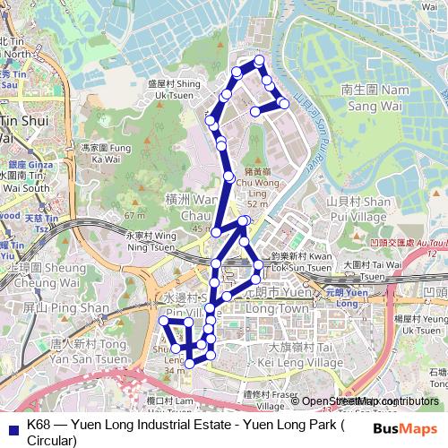 K68 bus Line Map