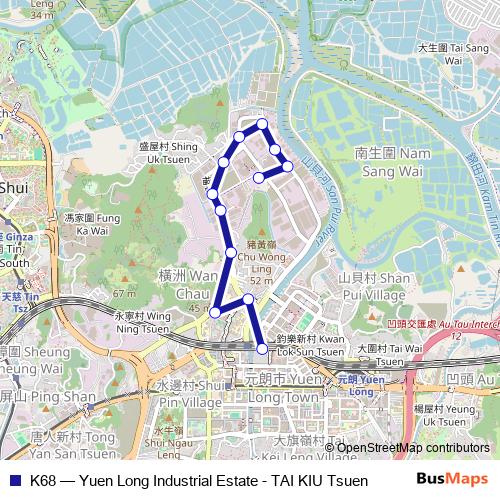 K68 bus Line Map