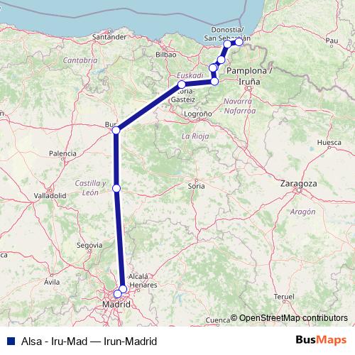 Alsa - Iru-Mad bus Line Map