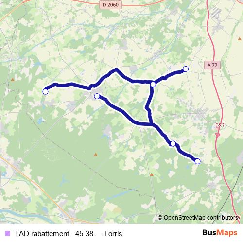 TAD rabattement - 45-38 bus Line Map