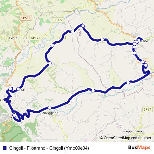 Cingoli - Filottrano - Cingoli (Ymc09e04) bus Line Map