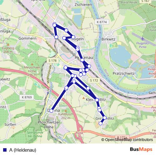 A (Heidenau) bus Line Map