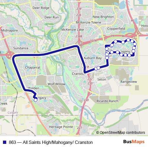 863 bus Line Map