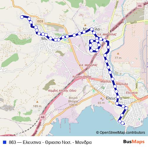 863 bus Line Map