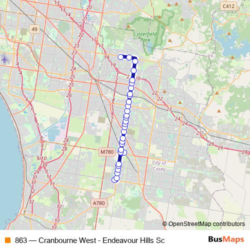 863 bus Line Map