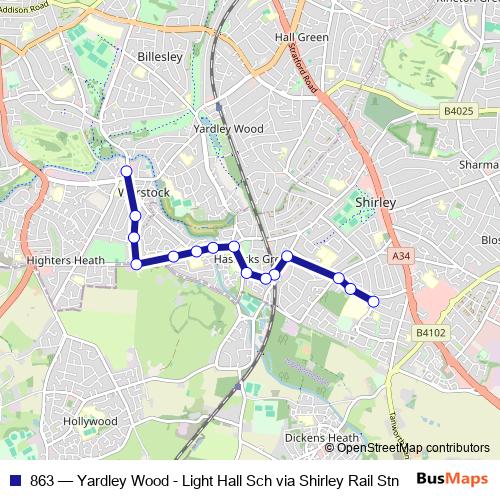 863 bus Line Map