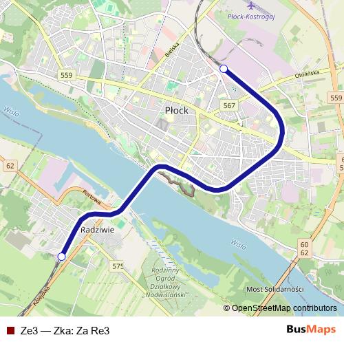 Ze3 bus Line Map