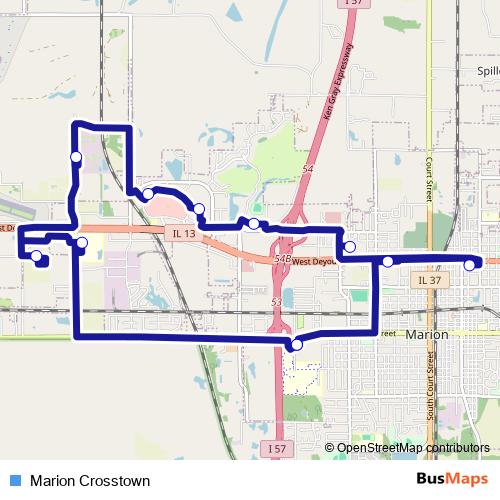 Marion Crosstown bus Line Map