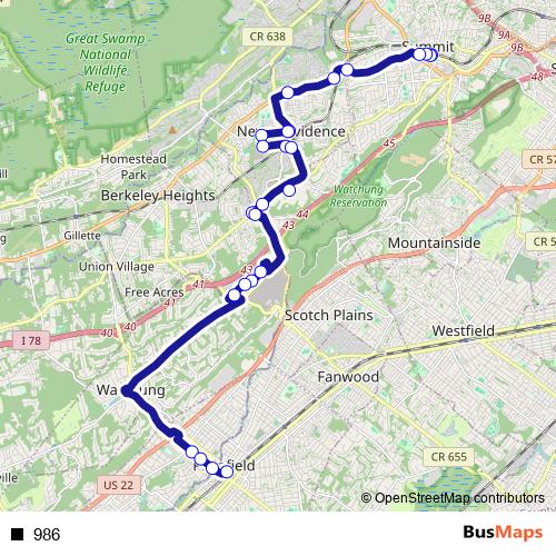 986 bus Line Map