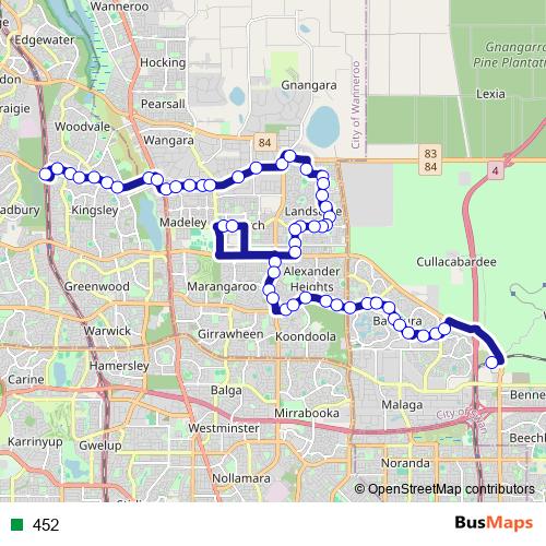 452 bus Line Map