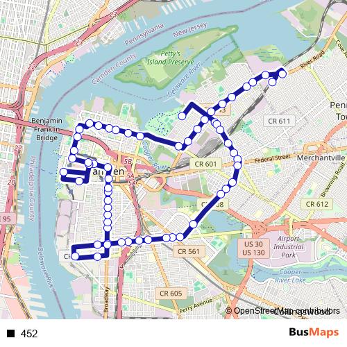 452 bus Line Map