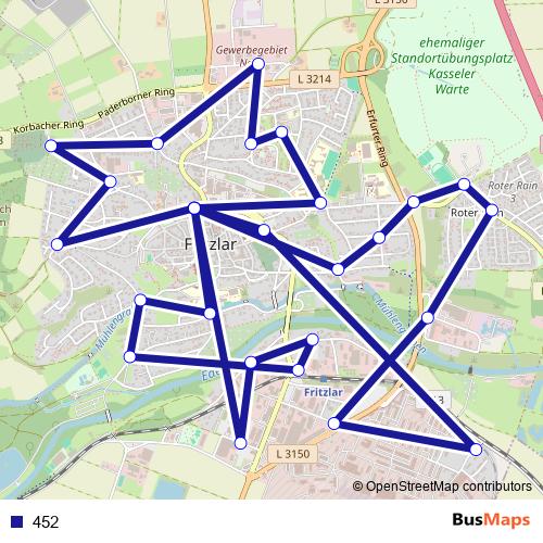 452 bus Line Map