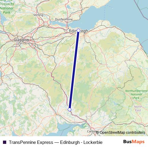 TransPennine Express bus Line Map