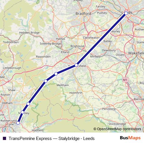 TransPennine Express bus Line Map
