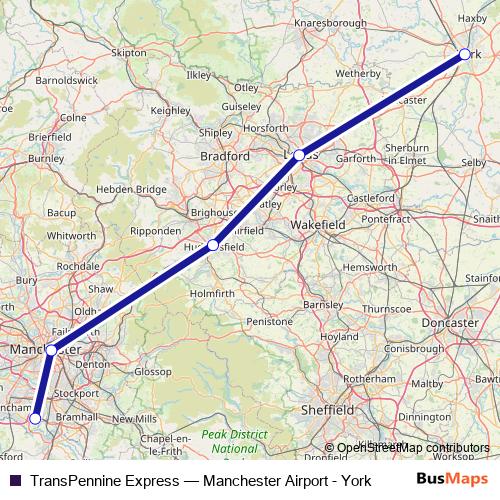 TransPennine Express bus Line Map