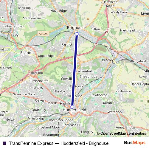 TransPennine Express bus Line Map
