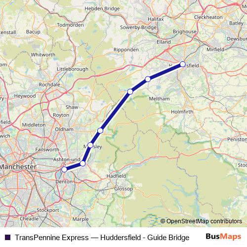 TransPennine Express bus Line Map