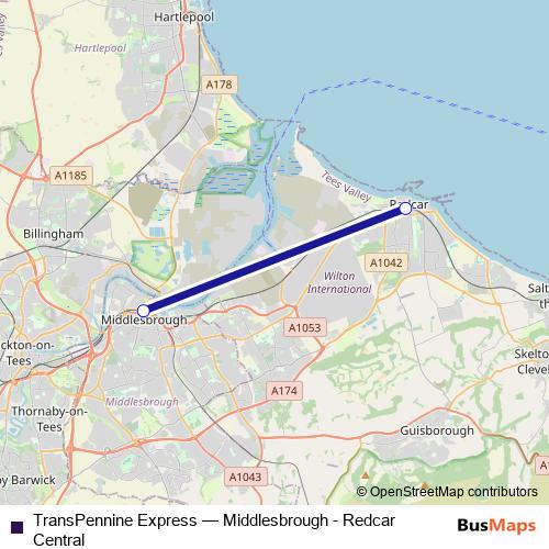 TransPennine Express bus Line Map