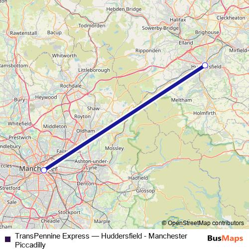 TransPennine Express bus Line Map