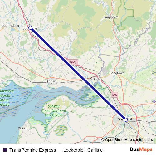 TransPennine Express bus Line Map