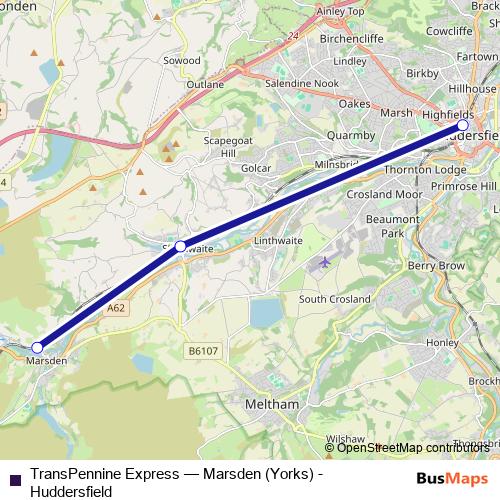 TransPennine Express bus Line Map