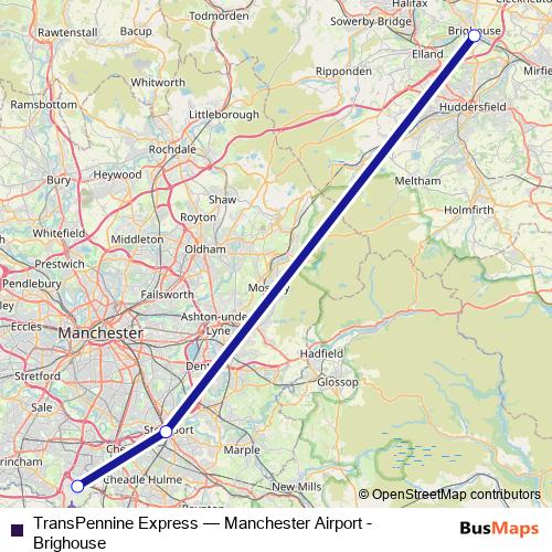 TransPennine Express bus Line Map