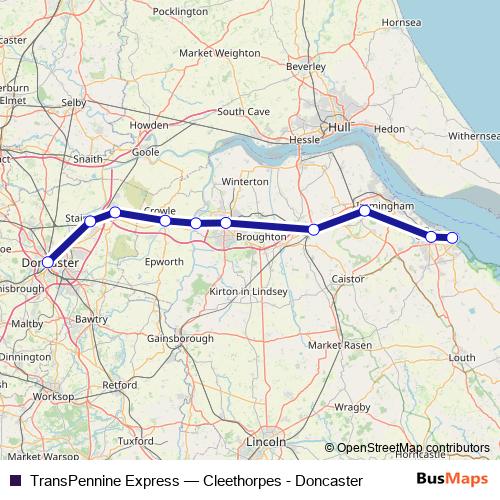 TransPennine Express bus Line Map