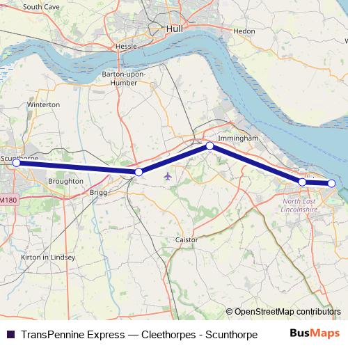 TransPennine Express bus Line Map