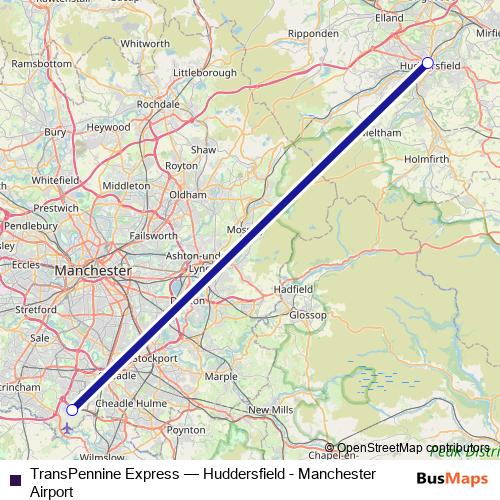 TransPennine Express bus Line Map