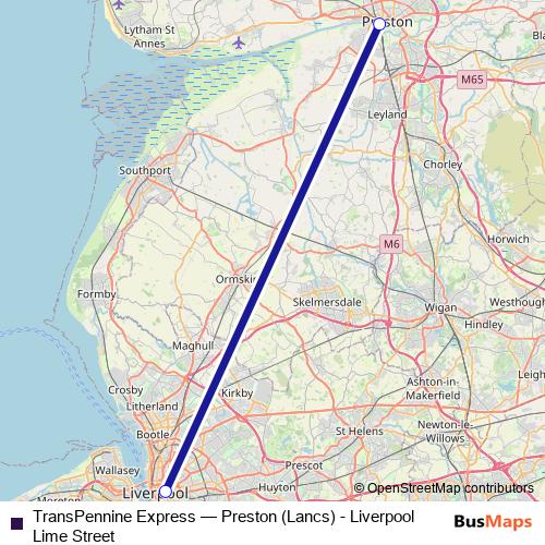 TransPennine Express bus Line Map