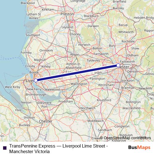 TransPennine Express bus Line Map