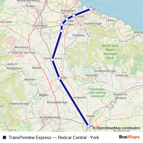 TransPennine Express bus Line Map