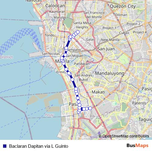 Baclaran Dapitan via L Guinto bus Line Map
