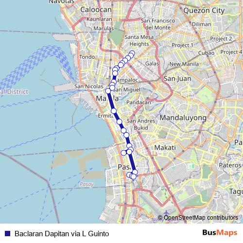 Baclaran Dapitan via L Guinto bus Line Map