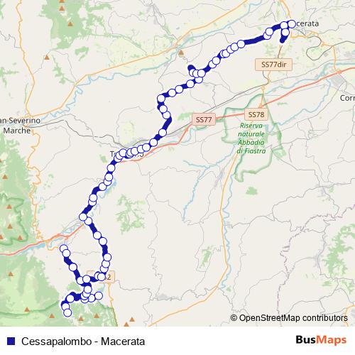 Cessapalombo - Macerata bus Line Map